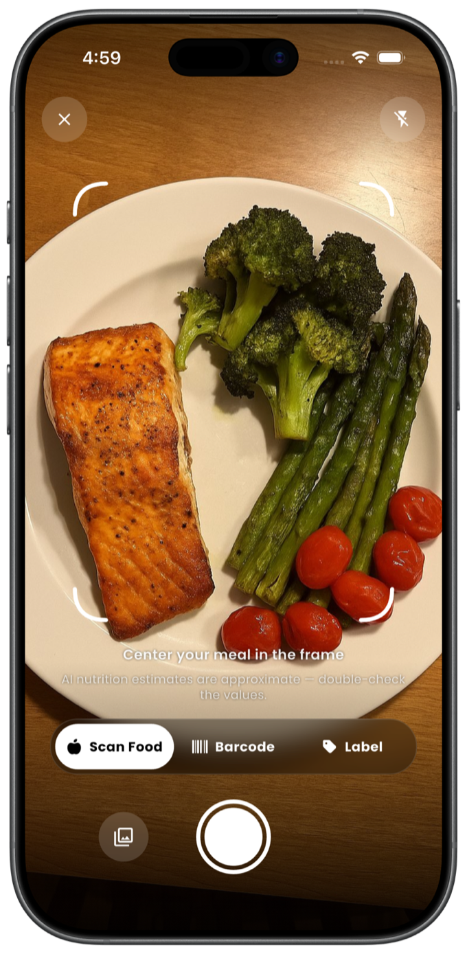 Snap any meal — AI logs it in seconds